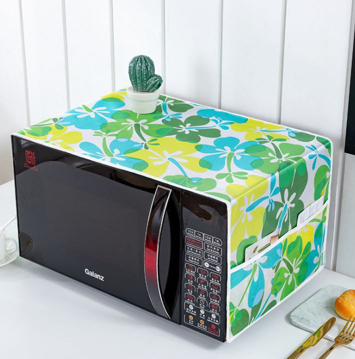 Microwave oven cover with storage towel Dustproof, oil-proof, waterproof microwave oven cover Dual-pocket microwave oven cover