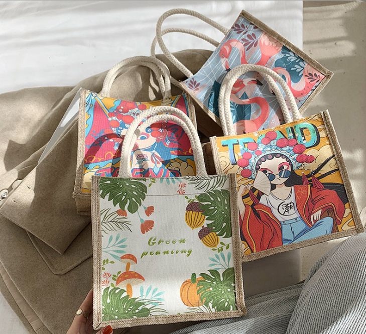 Chinese style printed handbag 2020 new fashion national style shopping bag Beijing opera personality creative web celebrity thumbnail