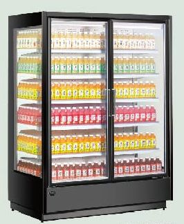 2-door display cabinet, glass door, refrigerated refrigerator, commercial fresh-keeping cabinet, ordering skewers, supermarket vegetables, air curtain cabinet, 1350*800*1980mm details Picture