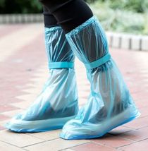 户外旅行防滑雨鞋套雨靴套防水加厚绑带高筒防护雨鞋透明鞋套
