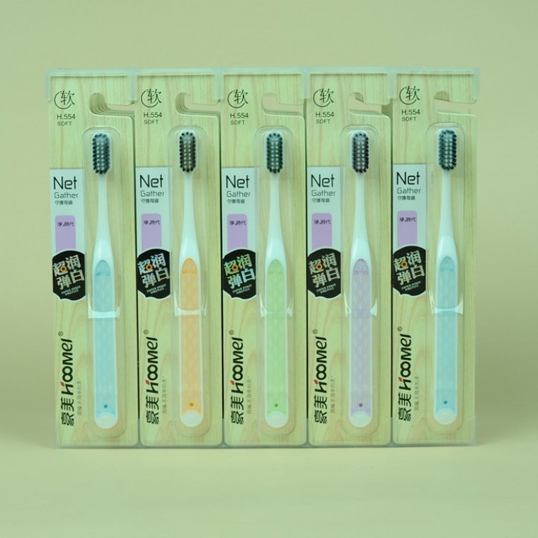 周六日用品百货牙刷批发豪美554（30支/座）彩色软毛牙刷详情图1