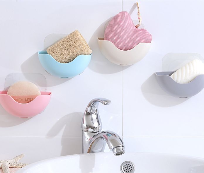 Creative perforation-free drain suction cup storage box Bathroom suction cup soap box Traceless stick soap rack