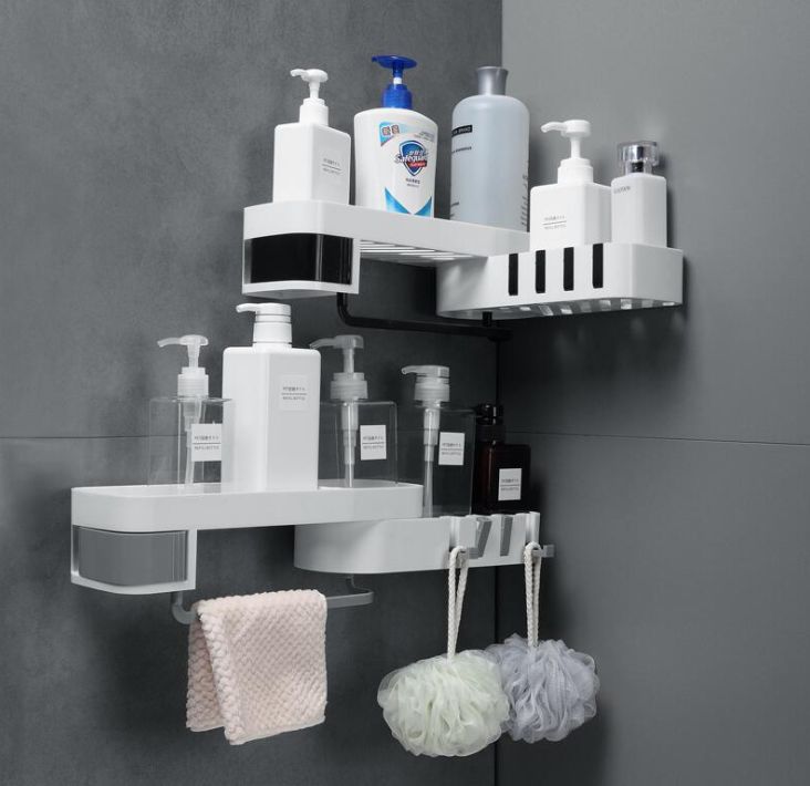 Bathroom shelf Toilet Washroom Washstand wall towel storage Bath type perforation-free wall hanging bathroom