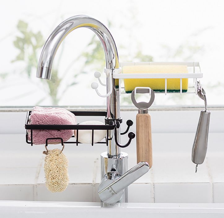 Kitchen faucet storage rack Dishcloth drain rack sink perforation-free dishcloth sponge storage rack organizer rack