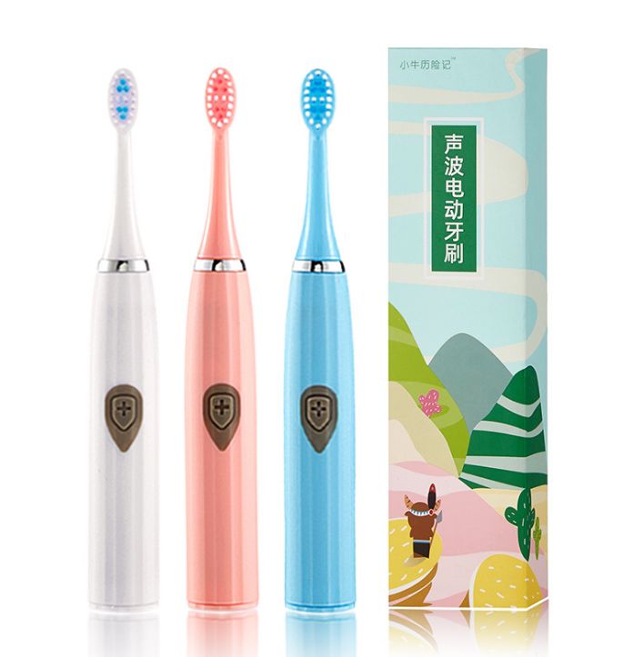 Ultrasonic vibration electric toothbrush, non-rechargeable soft-bristled waterproof toothbrush for adult couples details Picture