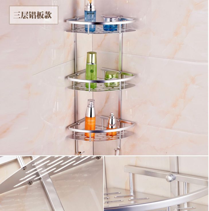 Space aluminum corner shelf Three-layer kitchen bathroom multi-layer corner shelf