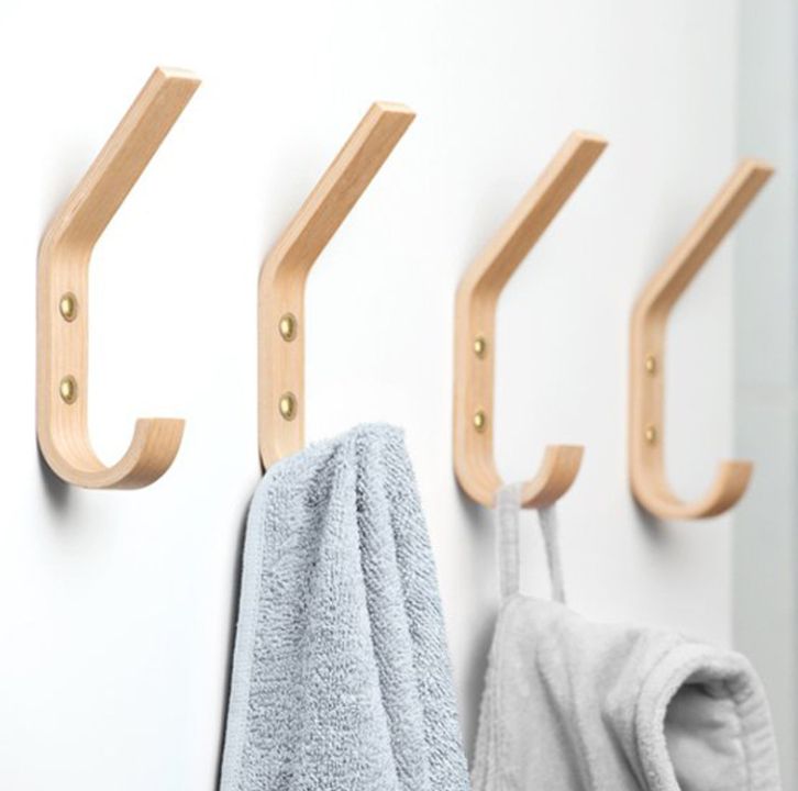 Wooden hook Solid wood wall wooden creative coat hook modern simple coat hook fitting room hook