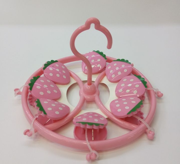 多功能卡通塑料8个夹子晒晾衣架内衣裤袜子防风多夹晾晒衣架产品图