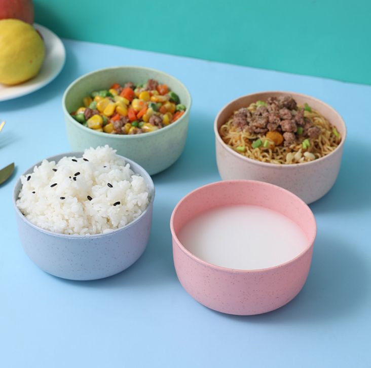 Wheat straw bowl Plastic household soup noodles rice soup bowl tableware Children's bowl tableware daily necessities round plastic bowl