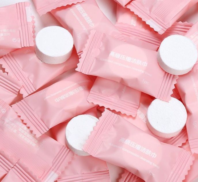 Compressed towels Disposable candy plant fiber facial cleanser Travel outdoor face towel