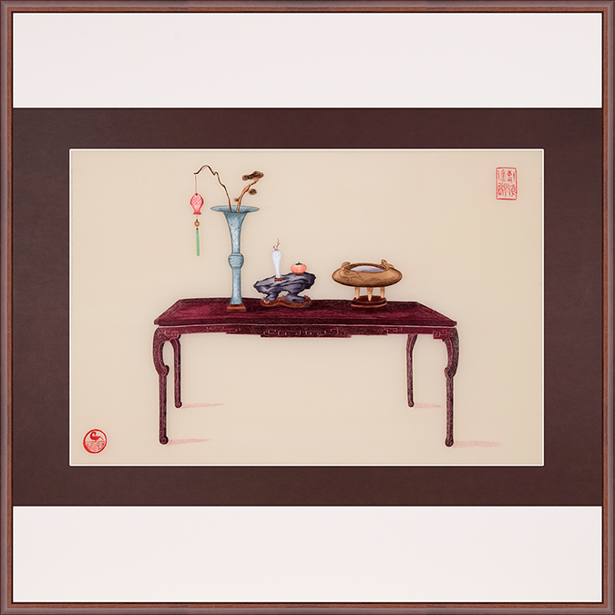 玄关书房小客厅餐厅 静物 纯手工刺绣 75*75cm详情图1