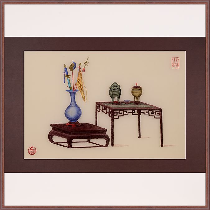 玄关书房小客厅餐厅 静物画面 纯手工刺绣 75*75cm