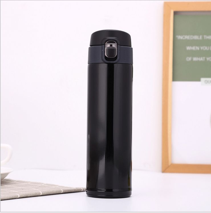 便携式车载杯户外杯子/随手弹跳盖密封 水杯/304不锈钢保温杯白底实物图