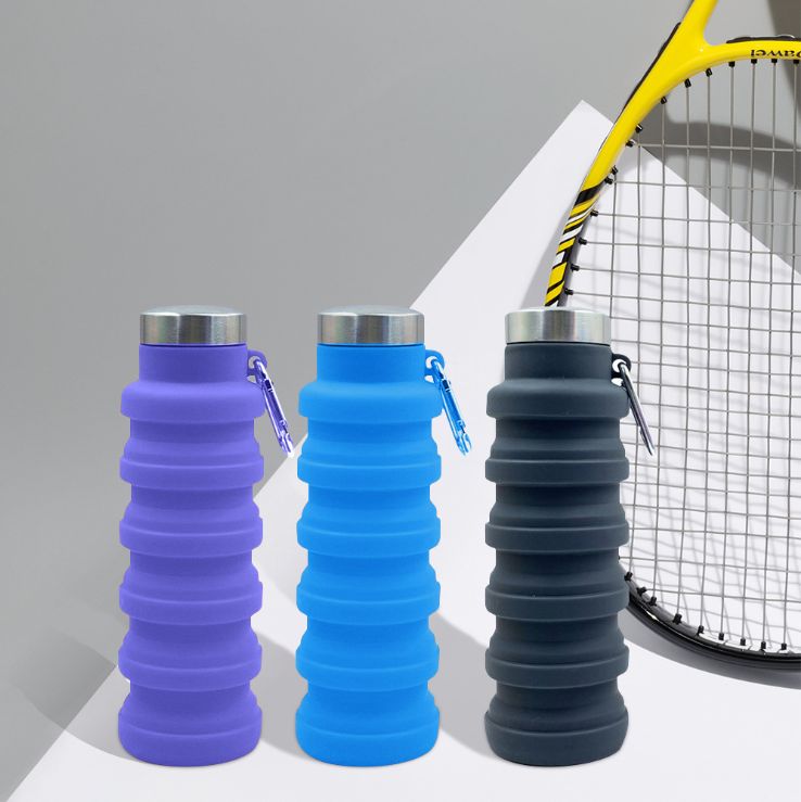 Creative silicone collapsible water cup 355ml0.1 gallon outdoor sports kettle Children's telescopic bottle climbing buckle