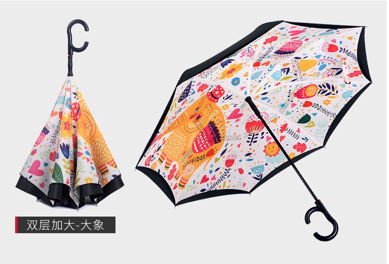 双层 自动反向伞创意免持晴雨户外遮阳反向直杆雨伞 量大价格请咨询客服细节图