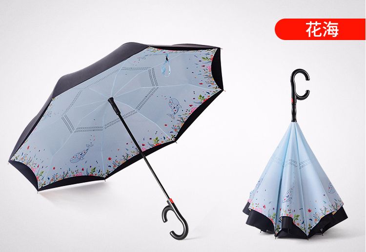 双层自动反向伞创意免持晴雨户外遮阳反向直杆雨伞      量大价格请咨询客服细节图