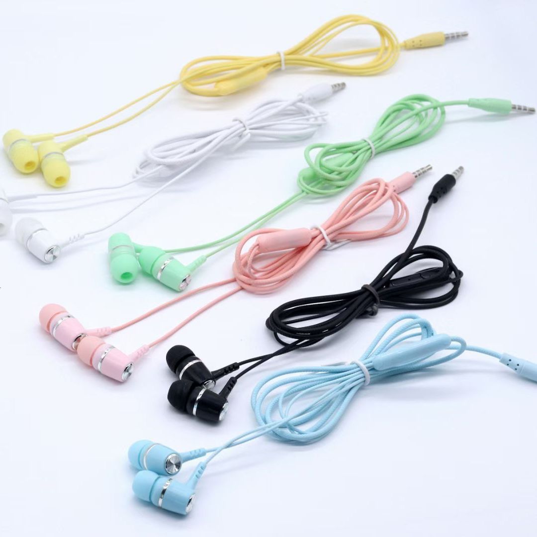 Suitable for Apple and Android, domestic boxed Macaron universal mobile phone headphones with microphone, in-ear gift headphones