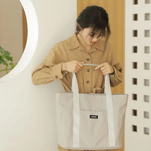 新款简约单肩手提购物袋大容量韩式人字纹时尚便携手提袋 26420