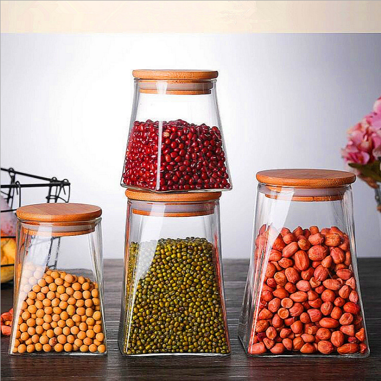 Heat-resistant glass storage jars, snack jars, square high borosilicate glass tea jars, dried fruit snack storage bottles, and grain jars detail image 4