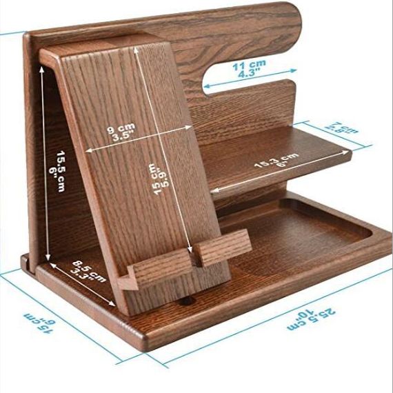 Wooden keychain wallet stand, watch, men's gift, birthday, bedside table, wallet, tablet computer storage box Specification image