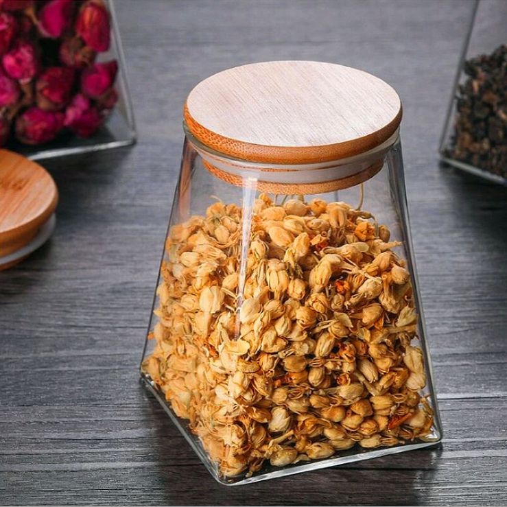 Heat-resistant glass storage jars, snack jars, square high borosilicate glass tea jars, dried fruit snack storage bottles, and grain jars Specification image