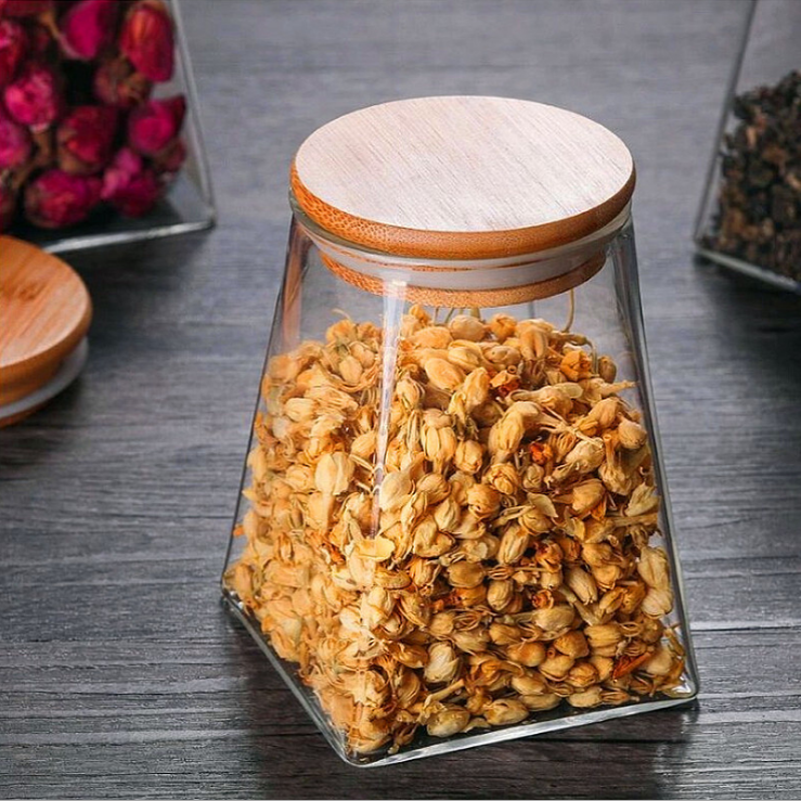Heat-resistant glass storage jars, snack jars, square high borosilicate glass tea jars, dried fruit snack storage bottles, and grain jars detail image 3