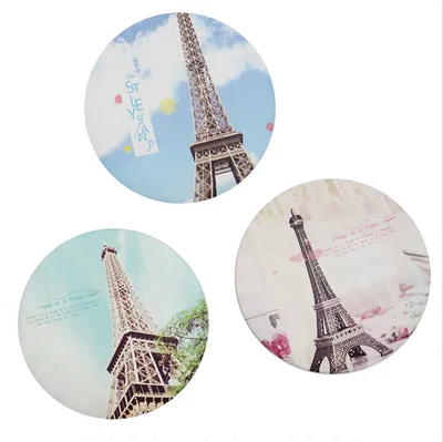 Round Plastic Double-Sided Small Mirror Hd Makeup Mirror Table Mirror Desktop Portable Folding Mirror Student Cartoon
