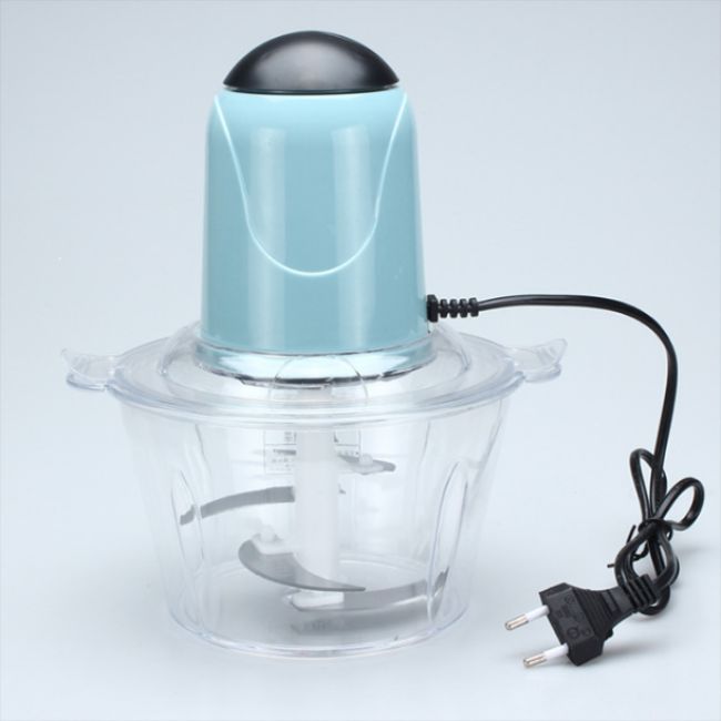 Household 2L multi-functional electric meat grinder, juicer, food processor, garlic mashing machine, blue