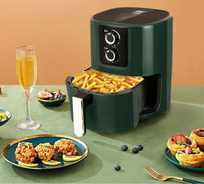 Large-capacity household multi-functional air fryer, French fries machine, oven, oil-free fryer, electric fryer, dark green detail image 1