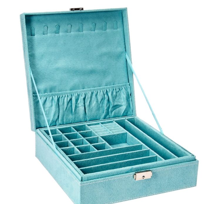 Amazon Blue flannelette Ring Box Earrings Jewelry storage box Earrings studs Earrings Jewelry Jewelry box