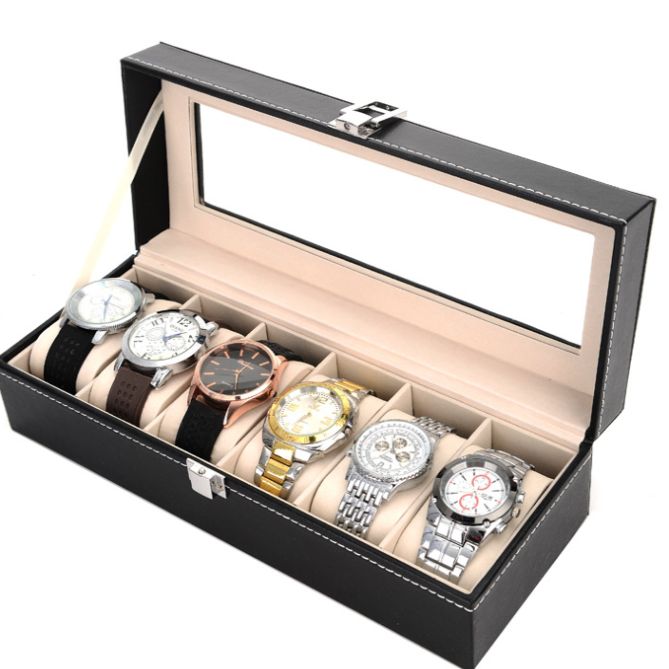 Foreign trade cross-border spot custom 12-bit double-line gray velvet one-line lock watch box Watch storage watch box 1