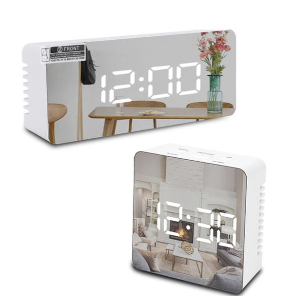 Cross-border multi-functional mirror digital clock LED mirror clock Makeup mirror alarm clock electronic clock support customization
