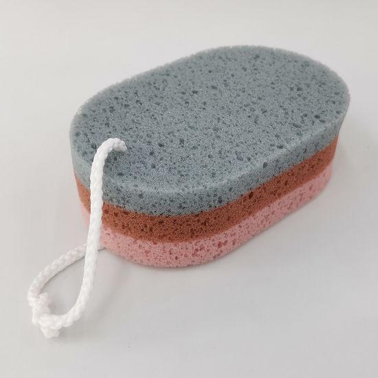 三层椭圆简易浴绵创意搓澡洗澡海绵擦带挂绳打沫搓泥沐浴海绵块