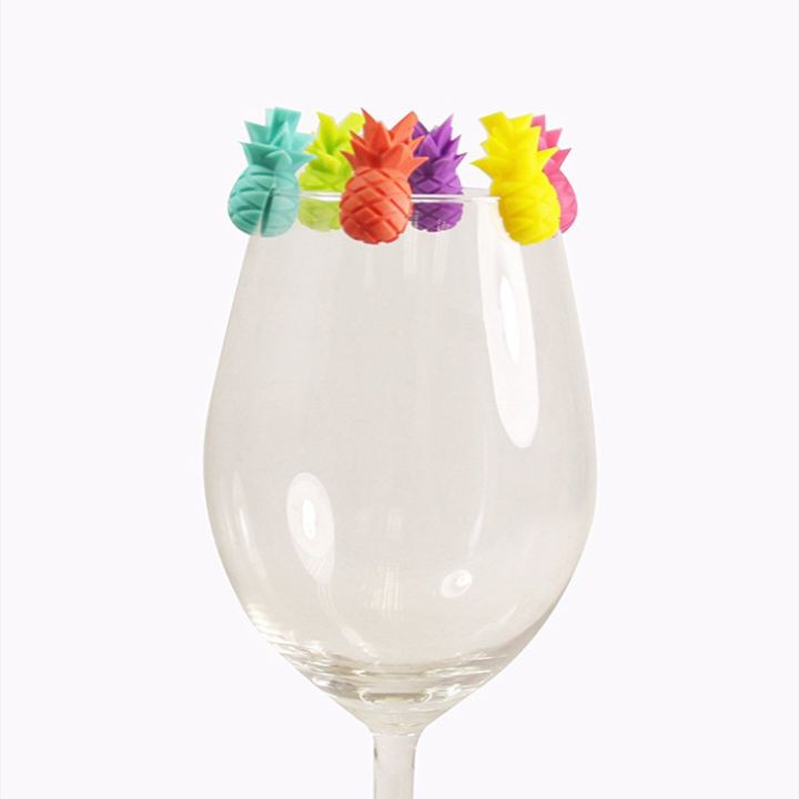 Creative silicone pineapple glass tag Party glass Drink Recognizer Cup discernible tag six per set