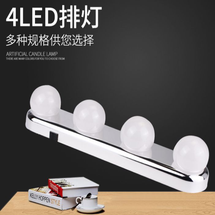 Makeup table fill light, LED mirror front light, adsorption makeup mirror light, 4-bulb live streaming light, beauty enhancement