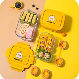 High borosilicate glass lunch box The glass lunch box is round without spacing 710ml