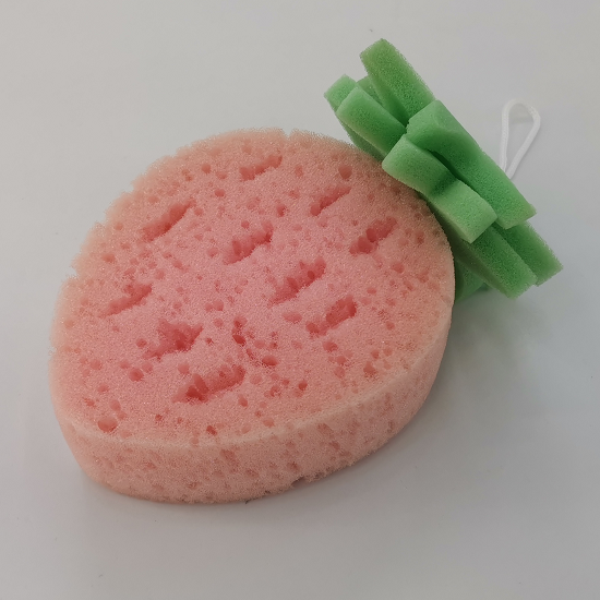 拔孔草莓新颖立体水果沐浴海绵擦清洁海绵块儿童搓澡洗澡海绵浴擦详情图1