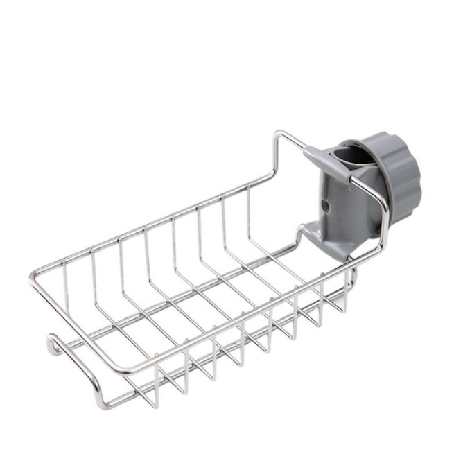 Stainless steel faucet rack rag drain rack Household kitchen perforation-free sink storage rack Item Picture