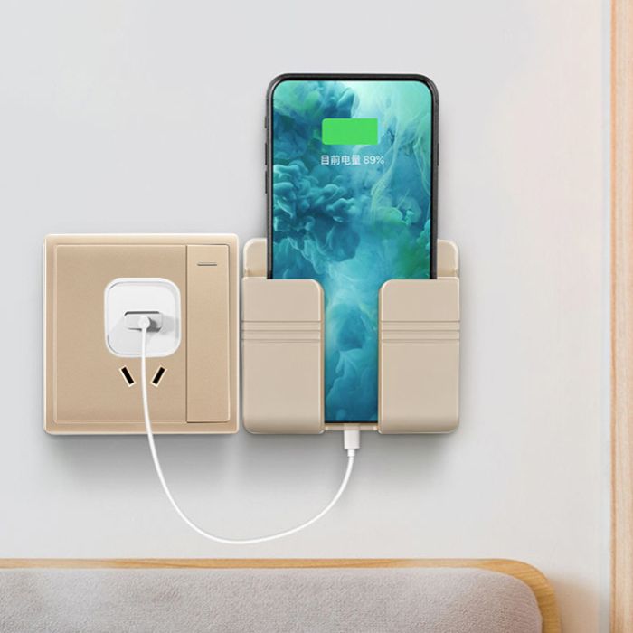 Bedroom wall perforation-free paste mobile phone charging storage stand Wall-mounted remote control storage box charging stand