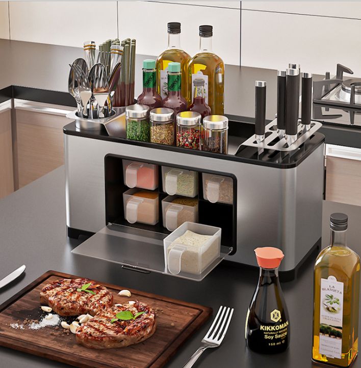 Stainless steel kitchen knife storage seasoning storage box