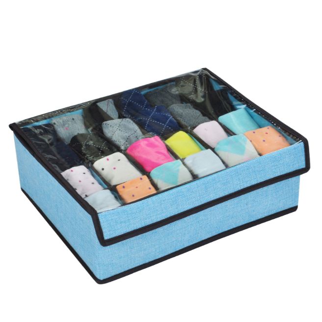 24 compartment underwear storage box with transparent lid