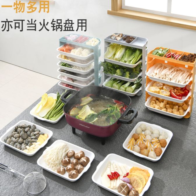 Wall hanging prepared dish portable perforation-free rectangular dish with household dishes hot pot tray kitchen drain tray divided into large Specification drawing