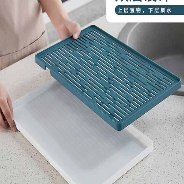 Double cup tray rectangular tea tray plastic creative household living room simple cup drain tray manufacturers direct sales Application Scenario