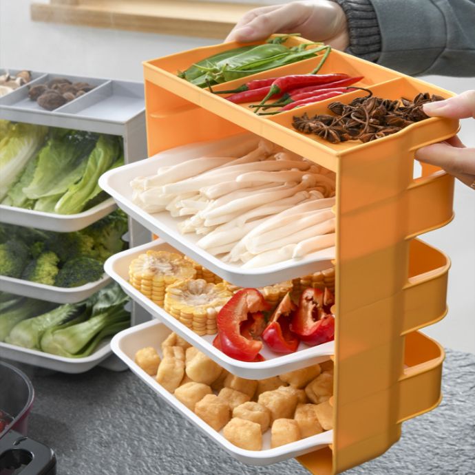 Wall hanging prepared dish portable perforation-free rectangular dish with household dishes hot pot tray kitchen drain tray divided into large Application Scenario