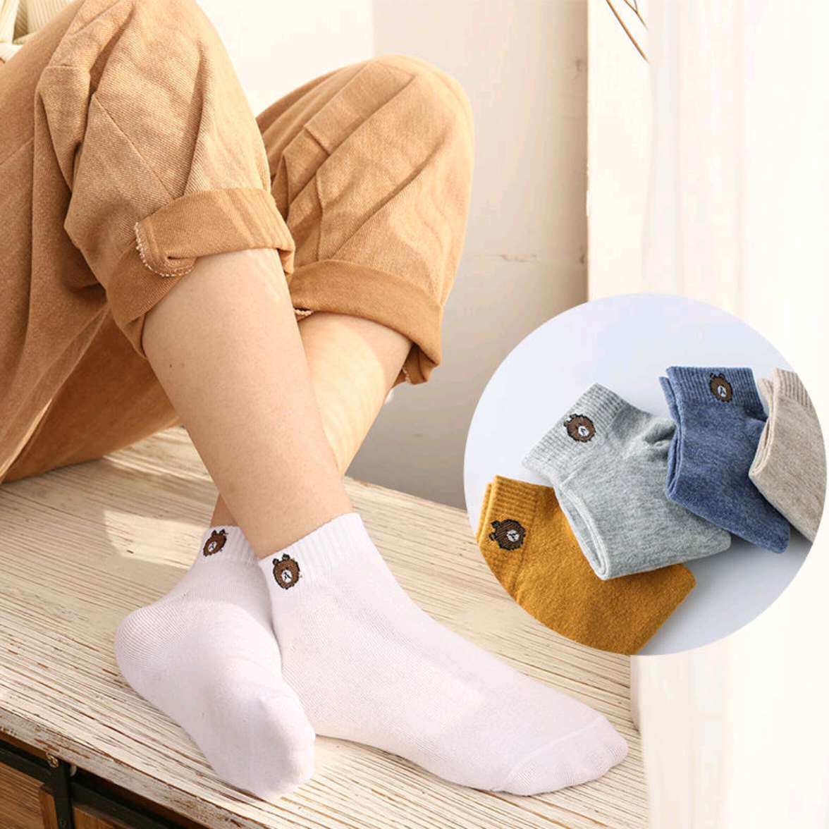 Shoot bear calcetines primavera verano calcetines barco correr medida poliéster hilo calcetines de piso barato calcetines de comercio exterior al por mayor personalizado Item Picture