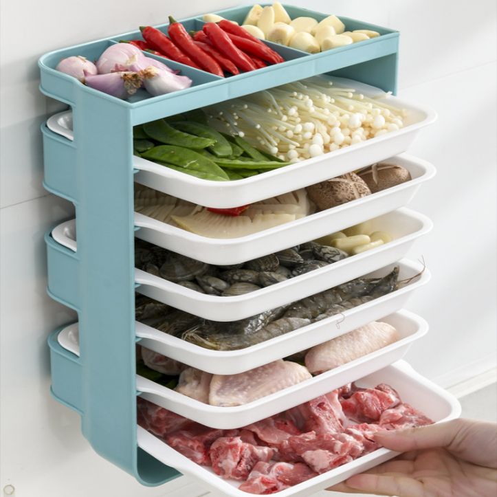 Wall hanging prepared dish portable perforation-free rectangular dish with household dishes hot pot tray kitchen drain tray divided into large full figure