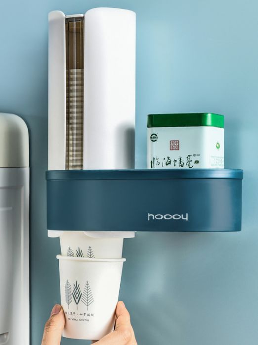 Disposable dust-proof paper cup automatic cup remover, wall-mounted water dispenser cup holder, non-drilling storage rack Specification image