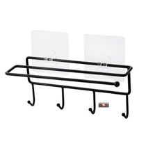Household towel hangers kitchen iron hooks free punch row hook bathroom wall hanging sticky hook