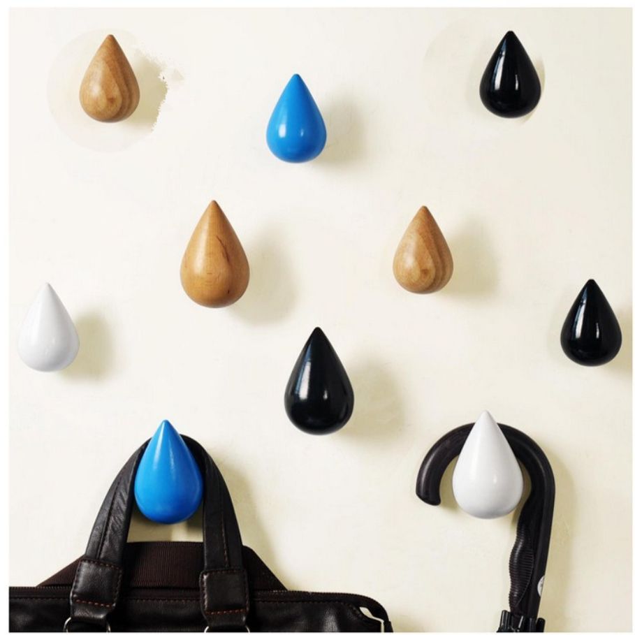 Wholesale cat hooks, creative Nordic-style handicrafts, custom wooden water drop hook shelves for home decoration Item Picture