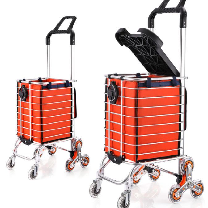 Shopping cart, grocery cart, small trolley, foldable hand-pulled trolley for climbing stairs, handcart, trolley with pull rod details Picture